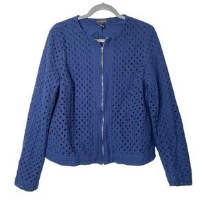 Long Tall Sally LTS Laser Cut Zip up cotton jacket Sz 14